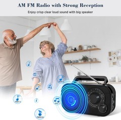 AM/FM Portable Radio, Easy to Use, Wall or Battery Operated for Home & Outdoor