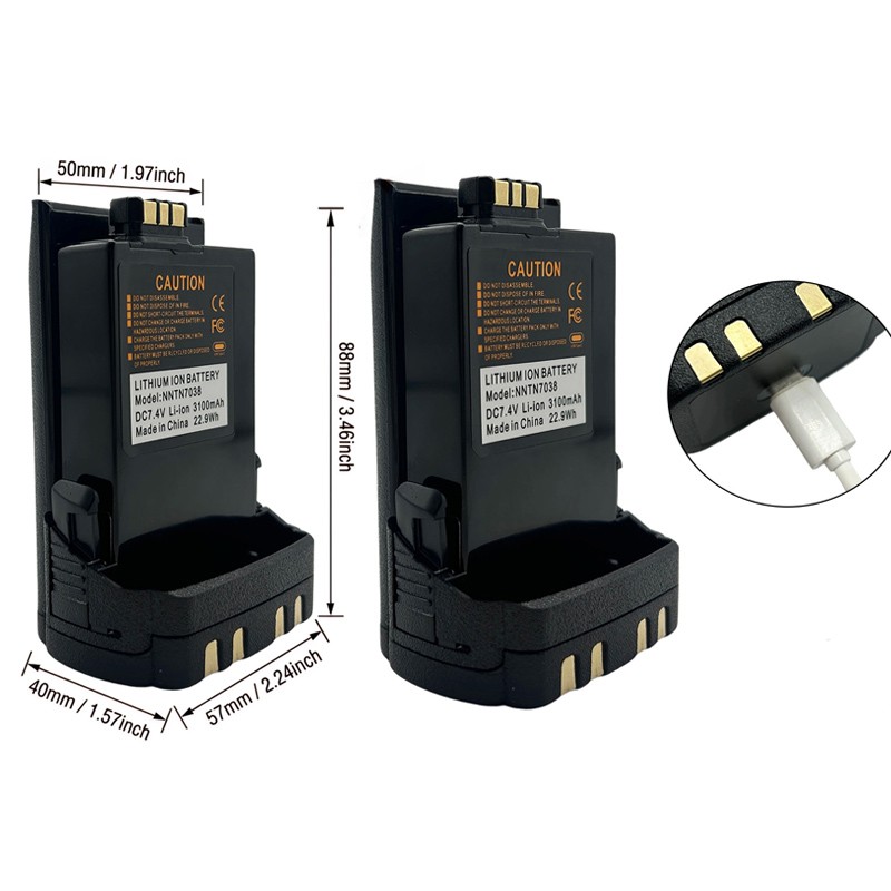 2X NNTN7038 3100mAh USB-C Li-ion Battery For APX6000 APX7000 APX8000 Radios