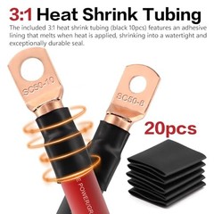 Wire 40FT (20Ft Black+20Ft Red) Copper Clad 0 Gauge Black/Red – 40FT