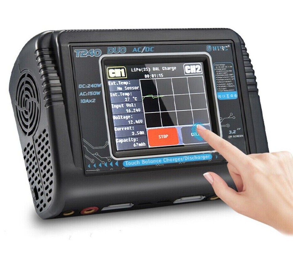 240W Touch Screen Dual Channel RC Car Lipo Battery Charger Balance Discharger US