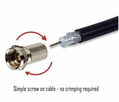 6 x F-type RG6 Twist On Coax Coaxial Cable Connectors Plug Adapter Satellite TV