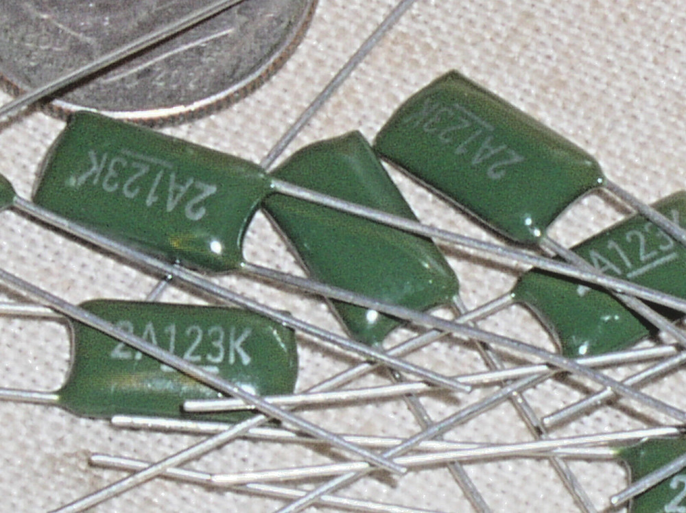 10 PACCOM PK92 .012UF 100V EMI RFI AUDIO POLYESTER PLASTIC FILM CAPACITOR 12NF