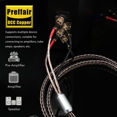 Pair 7N OCC Copper HiFi Audio Bi-Wire Speaker Cable Banana Plug 24 Strands Wire