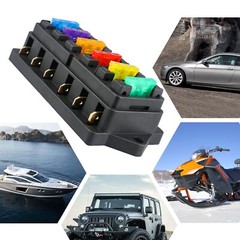 6 Way Blade Fuse Box Block Holder 12-24V Car Boat Power Distribution Panel Board