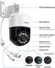 ZOSI 4K 8MP PoE IP Pan/Tilt Add-on Security Camera Outdoor Person Vehicle Detect