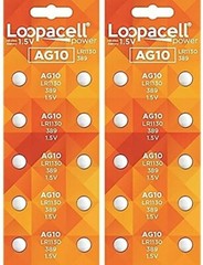 20 AG10 LR1130 LR1131 389A 389 Loopacel 1.5 Volt Alkaline Button Cell Batteries