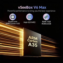 V6 Max Android 14 TV Box with WiFi 6, Backlit Bluetooth Remote, 4GB RAM 64GB ROM