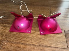 Early 2000s Metallic Hot Pink Wired Mini Speaker Duo Set TESTED & WORKING!