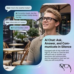 AI Smart Glasses, 164 Language Translation Glasses, Bluetooth Glasses with Sp…