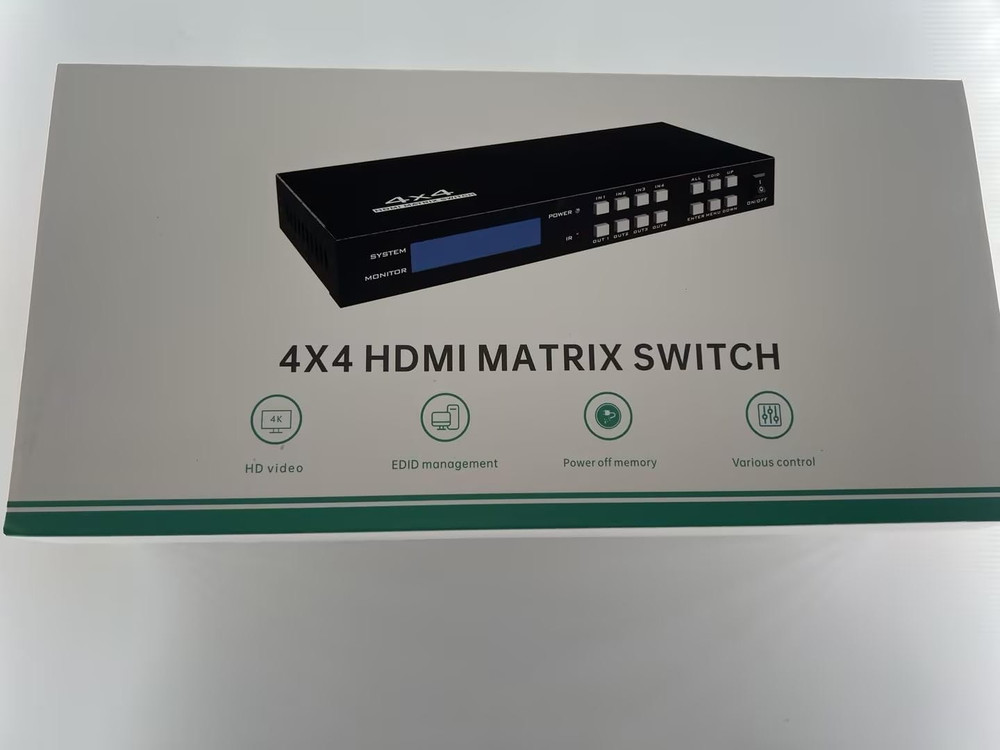 4K HDMI Matrix Switch 4×4, 4K@30Hz HDMI Matrix Switcher Splitter 4 in 4 Out