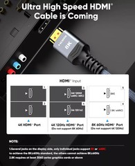 Highwings 8K 10K 4K HDMI Cable 48Gbps 6.6FT/2M, Certified Ultra High Speed HDMI