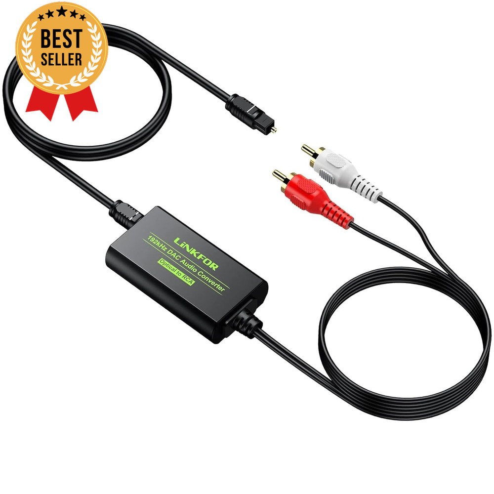192kHz Digital to Analog Audio Converter SPDIF Toslink to RCA w/ Optical Cable