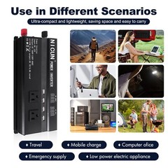 6000W LCD Car Power Inverter DC 12V To AC 110V Pure Sine Wave Solar Converter