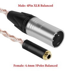 Geekria 4 Pin XLR Male to 4.4mm Balanced Female Headphones Adapter Cord (20cm)