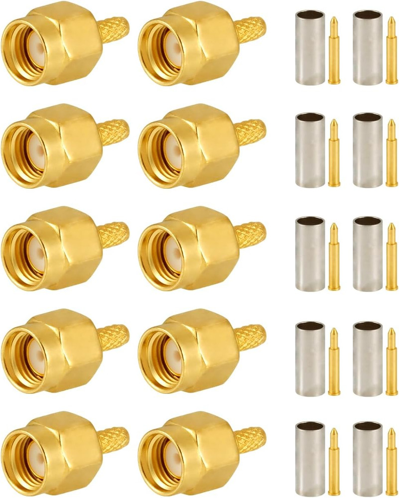 10 PCS SMA Connectors SMA Male Crimp Connector for RG316 RG174 RF Coax Cable