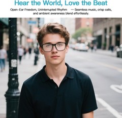 Smart Glasses for Men Women, Open Ear, IP67 Waterproof, Bluetooth 5.4 Voice Assi
