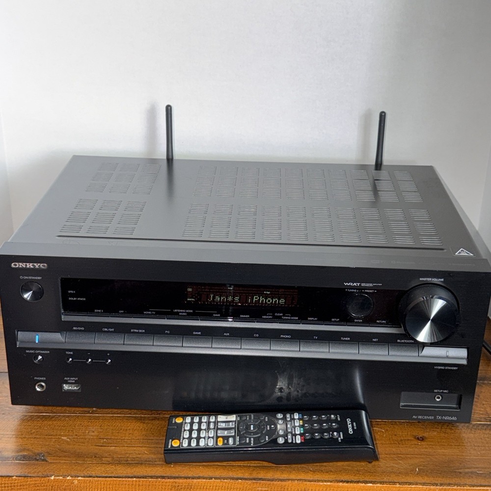 Onkyo TX-NR676 AV Receiver Bundle Remote Tested/Works 4K Dolby Wi-Fi Bluetooth