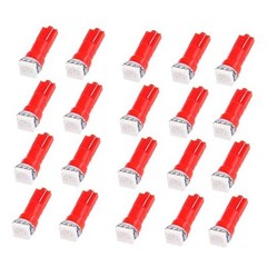 20 Pack T5 58 70 73 74 Dashboard Gauge 1-SMD 5050 LED Wedge Lamp Bulbs Red