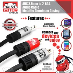 AUX Auxiliary 3.5mm Audio Male to 2 RCA Y Male Stereo Cable Cord Wire Plug