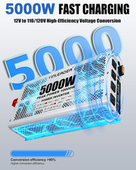 5000W Power Inverter 12V to 120V for RVs, Camping & Off-Grid Systems