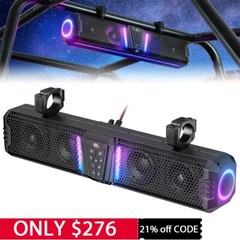 KEMIMOTO Midnight 60 26″RGB UTV Sound Bar 500W Peak Power IP66 for ATV Golf Cart