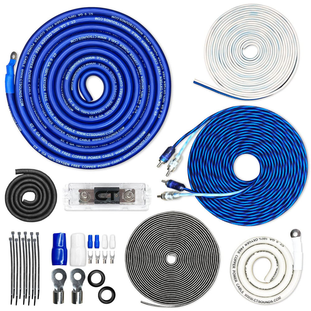 1/0 Gauge OFC Complete Amp Wiring Install Kit, AMPKIT-0GA-ELITE
