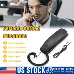 Black Corded Telephone Landline Phone for Home Office Desk Wall Mountable D3W1