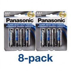 8x Panasonic AA Heavy Duty Carbon Zinc Batteries – Long Lasting – Exp 08/2028