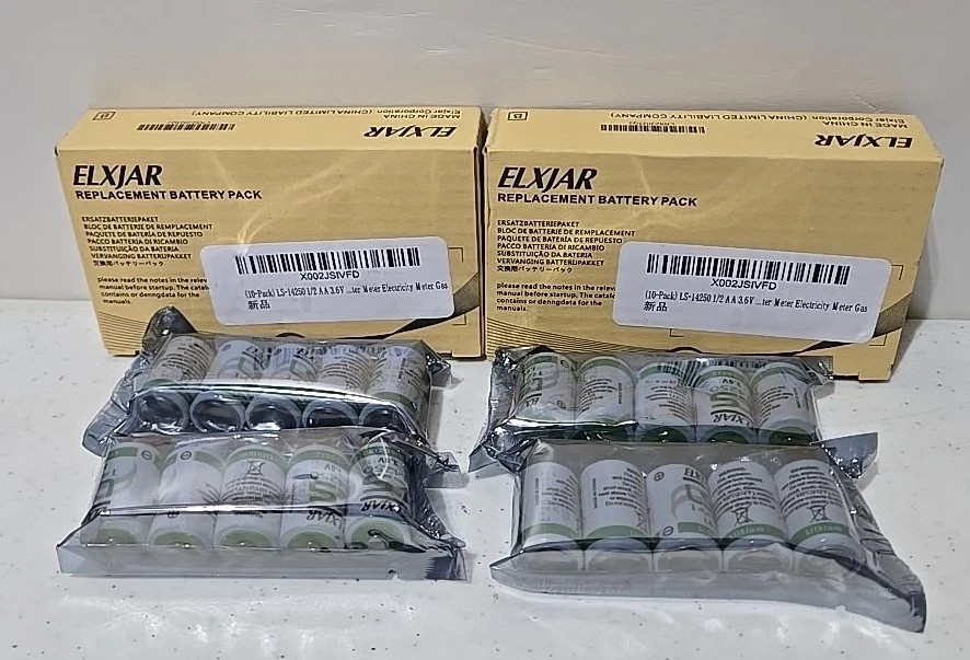 2 Pack 20 Lithium Batteries Unbranded Elxjar LS14250 1/2 AA 3.6v -Shlf
