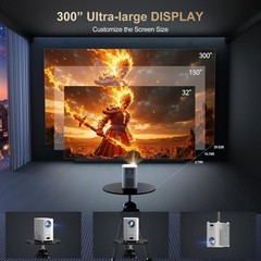 Agreago Projector w/ WiFi & Bluetooth Native 1080P 15,000 Lumens for iOS/Android