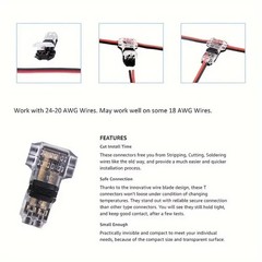 10PCS T-Tap Wire Connectors 22-18 AWG Quick Splice Low Voltage