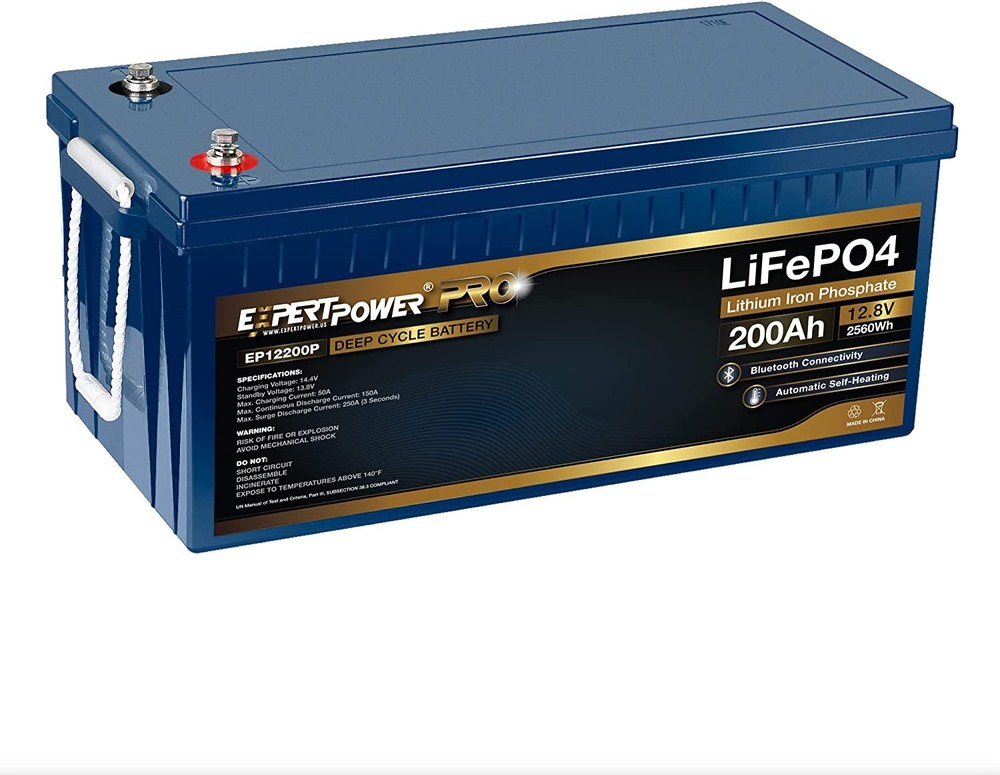 ExpertPower 12V 200Ah Lithium LiFePO4 Bluetooth Self Heating Battery 7000 Cycle