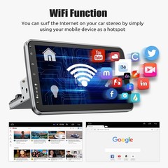 Rotatable 10.1” Android 15 Touch Screen Car Stereo Radio GPS Wifi Single 1 DIN