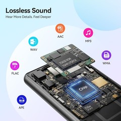 AGPTEK M6 128GB Metal 2.4 inch MP3 Music Player Voice Recording and Speaker
