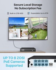 ZOSI 4K 8CH 8MP PoE Security Camera System with Smart Face/Person/Vehicle Detect