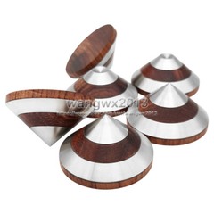 3x 46mm Rosewood + Stainless Steel Floor Speaker Shockproof Spike Pad Base Stand
