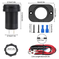 USB + Type C Car Cigarette Lighter Socket Splitter Charger Power Adapter w/Wire