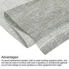 Grey Speaker Mesh Grill Stereo Fabric Dustproof 50cm x 150cm 20″ x 59″