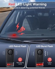 Car Vibration Sound & Light Alarm with Remote, 108dB Automobile Anti-Theft Vi…