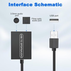 USB2.0 to Optical Toslink 3.5mm Audio Adapter Type-A C PS5 NS Laptop Soundbar