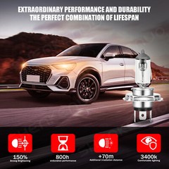 For Honda HR-V 2016-2017 9003/H4 3400K Halogen Headlight High/Low Beam Bulb BP