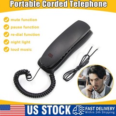 Black Corded Telephone Landline Phone for Home Office Desk Wall Mountable D3W1
