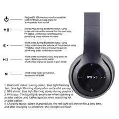 Wireless Headphones Bluetooth Noise Cancelling Stereo Earphones Over Ear Headset