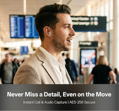 AI Voice Recorder Earbuds Real-Time Transcription ANC Meeting Notes | Silver