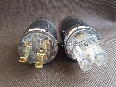 1Set Pure copper Rhodium Plated US AC Power Plug IEC Female HIFI Carbon Fiber