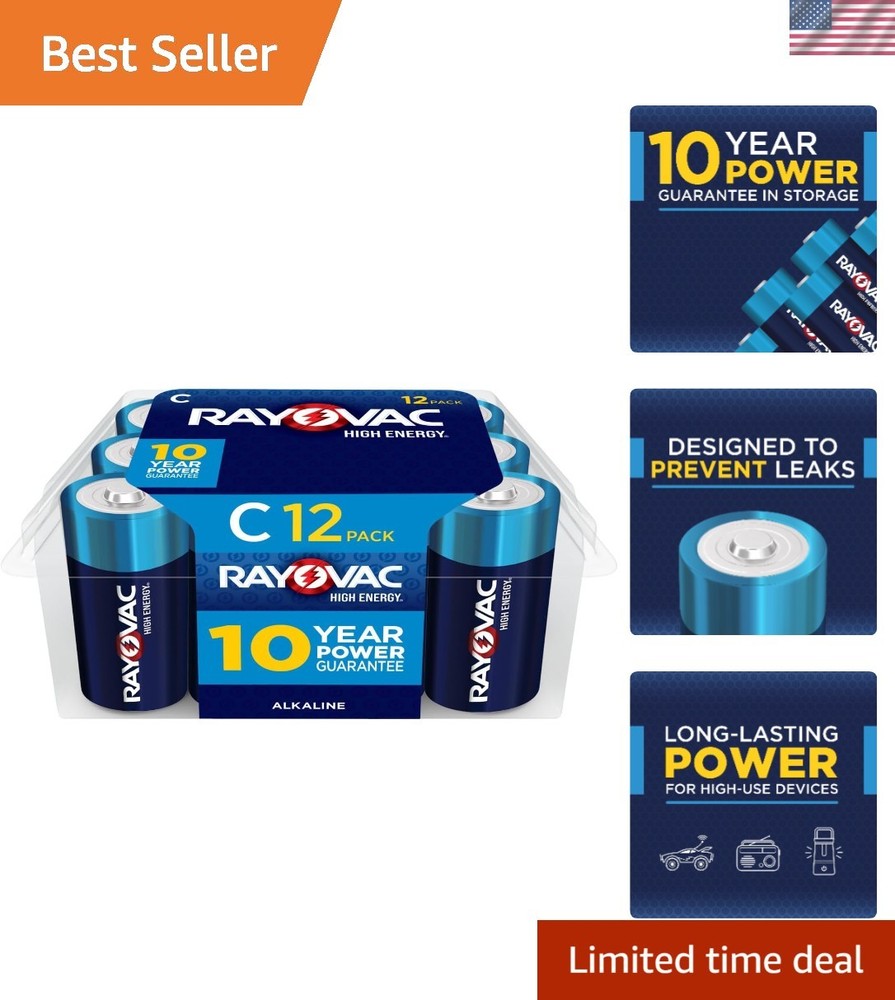 Brand New C Batteries, 12 Pack, Household Use