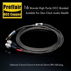 HIFI 16Core OCC Silver Plated Headphone Upgrade Cable For Dan Clark Audio