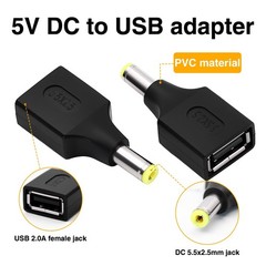 4 PCS USB 2.0 A Female To DC 5.5×2.5mm Male Power Adapter 5V 3A Fast Charging