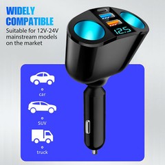 12V Dual USB Car Cigarette Lighter Socket Splitter Power Adapter Charger Outlet