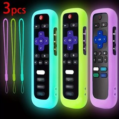 1P Silicone Remote Control Cover For Roku Glow-In-The-Dark TV Remote Holder Case
